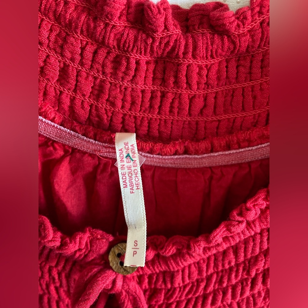 NWOT Free People Oversized “Dream On” Embroidery Tiered Peasant Pocket Maxi - Picture 7 of 16